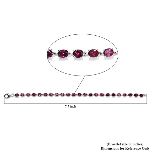 Orissa Rhodolite Garnet Link Bracelet in Platinum Over 925 Sterling Silver - Picture 4 of 4